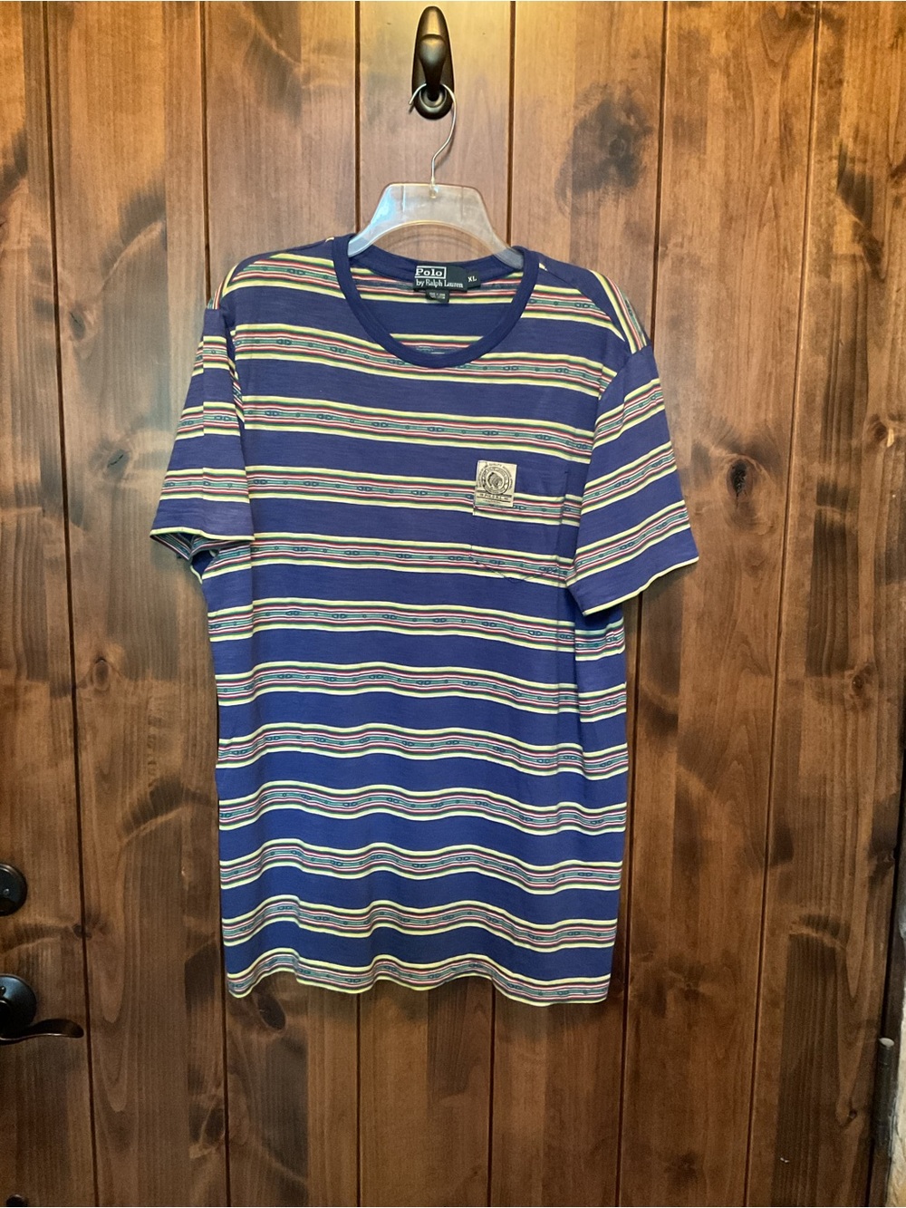 Polo by Ralph Lauren Blue Multi-Stripe Pocket Tee - Men's Short Sleeve